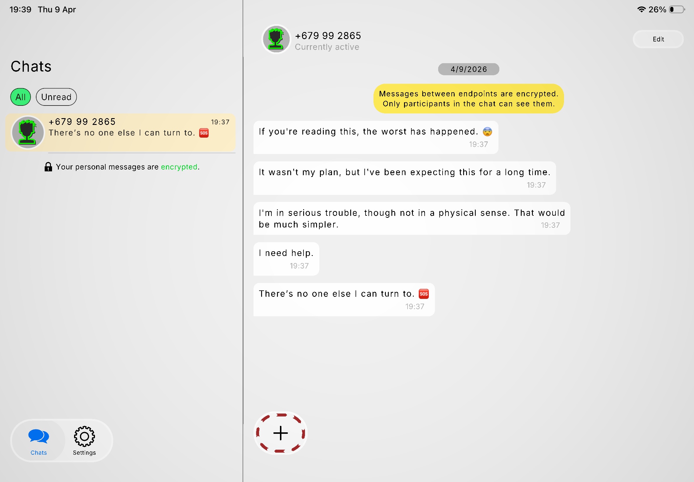 TheChat gameplay screenshot - Receive Messages